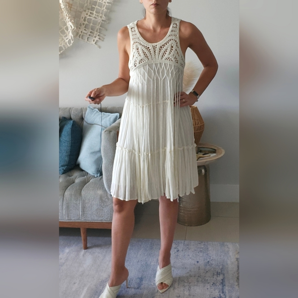 Fringe ivory dress from Zara